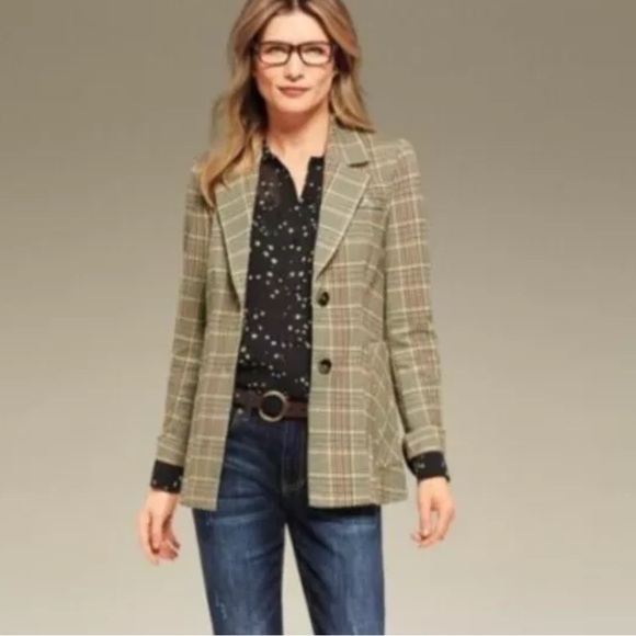 Cabi Pastime Glen Plaid Longline Blazer Jacket 6 - Picture 2 of 12